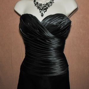 BILL LEVKOFF Black Formal Satin Dress Size 2